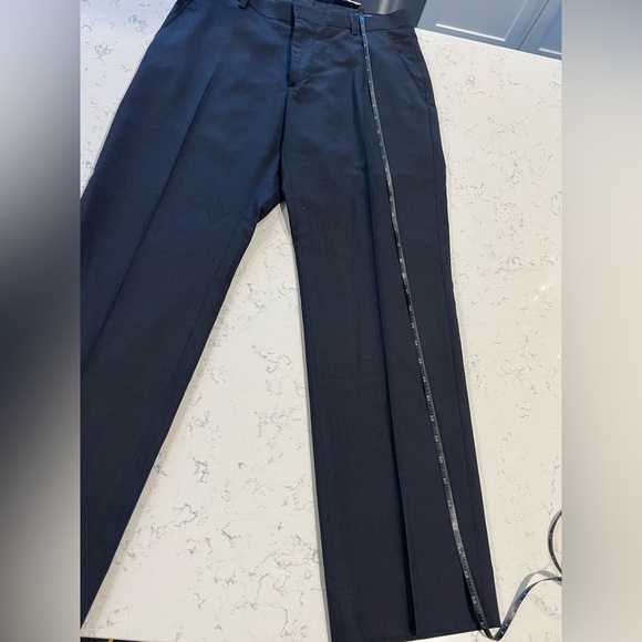 Banana Republic Tailored Gray Navy Heather Career Trousers Dress Pants Sz 30/30 - Picture 3 of 10